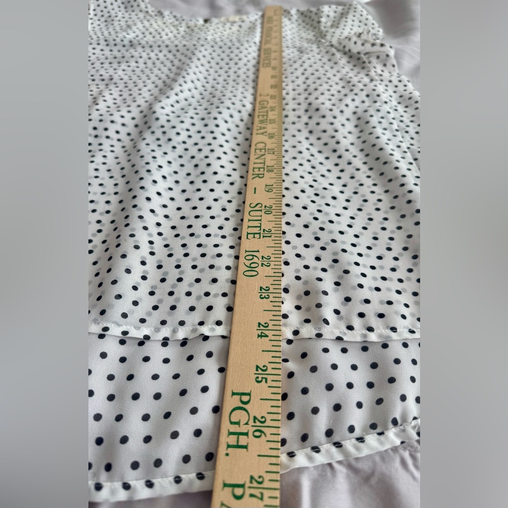 Maison Jules Off-White with Black Polka Dot Sheer Blouse Size Large - Picture 11 of 16